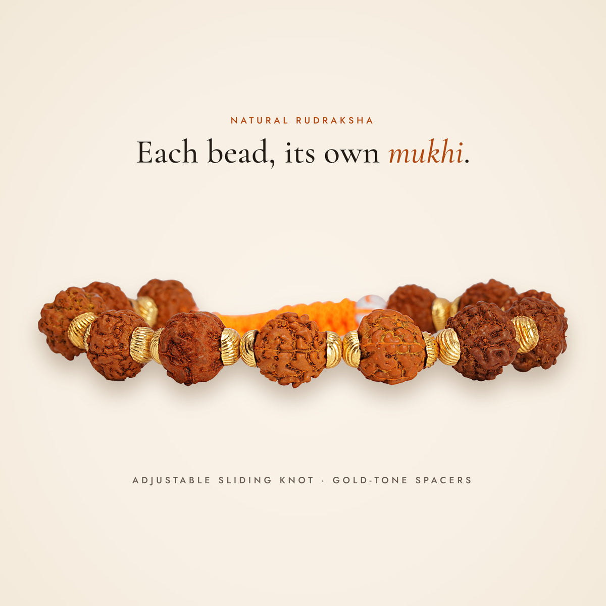 Side view of the 5 Mukhi Rudraksha Bracelet showing the beads