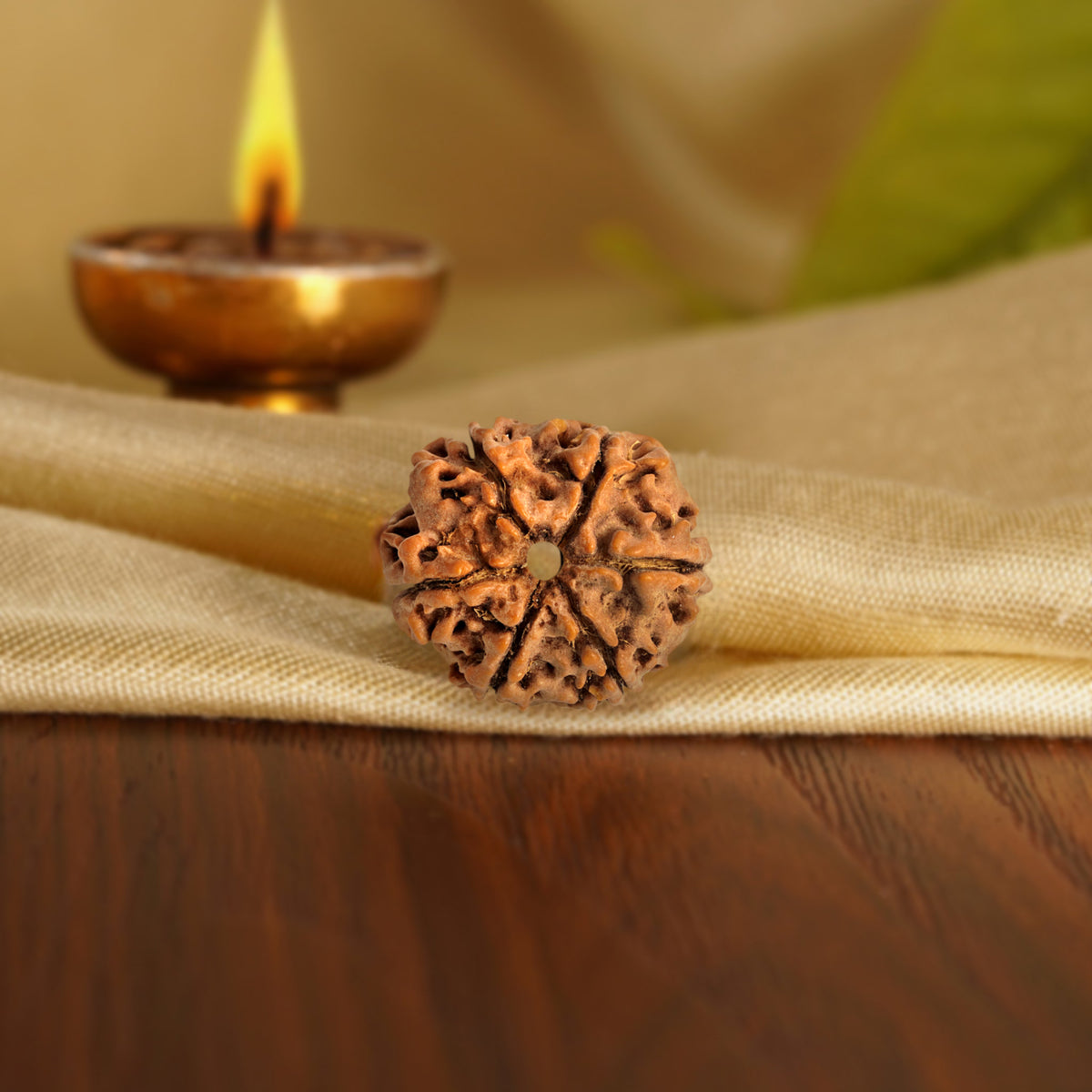 Back of the 6 Mukhi Rudraksha on silk