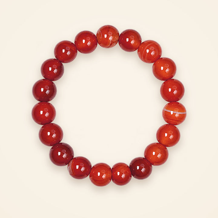 Carnelian Bracelet, top view on an ivory background