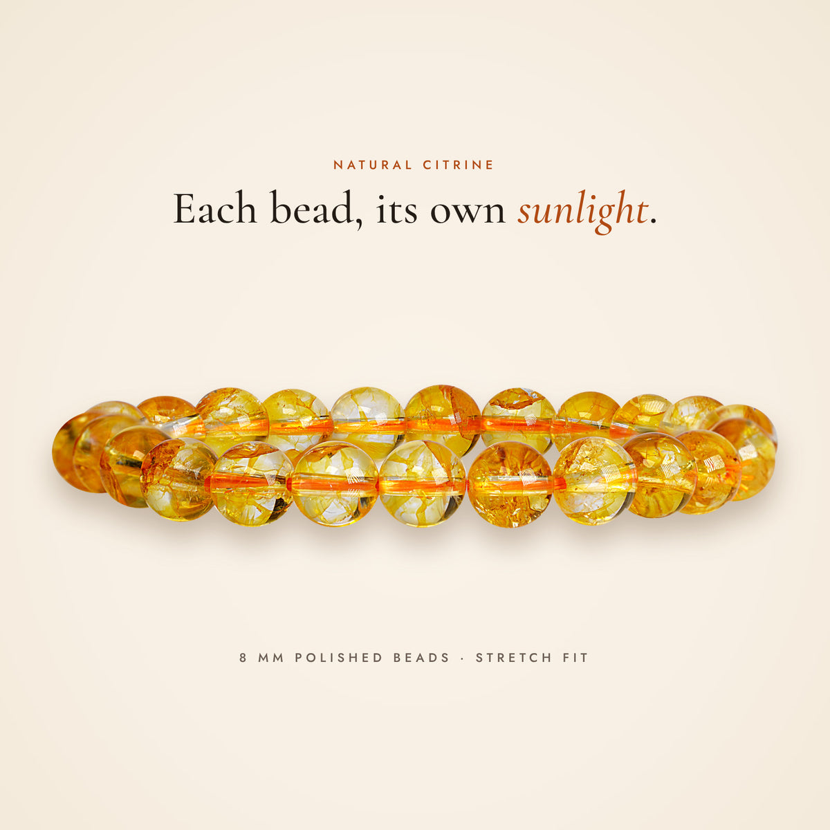 Side view of the Citrine Bracelet showing the beads