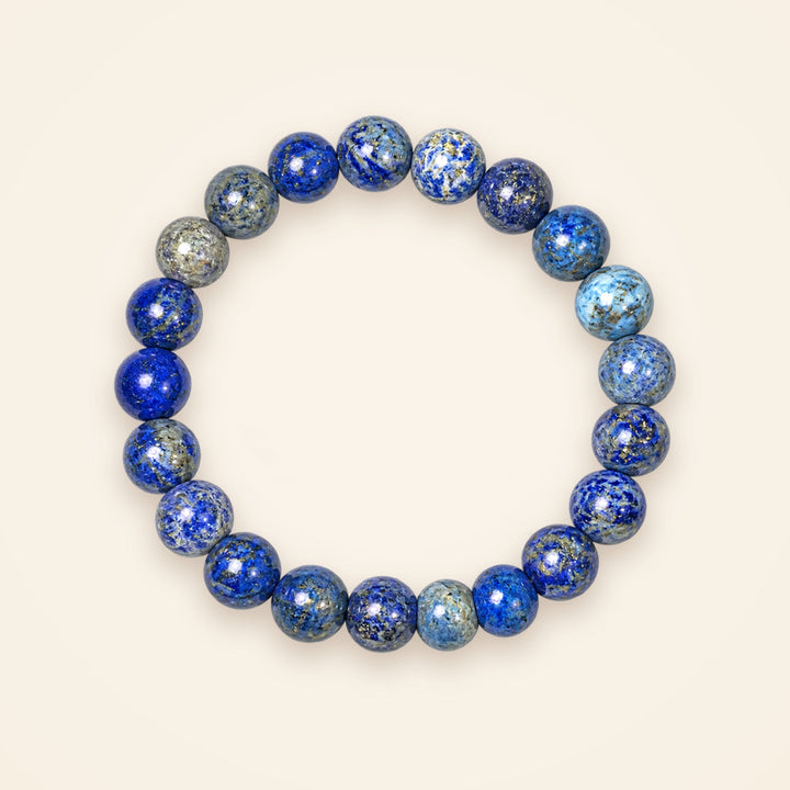Lapis Lazuli Bracelet, top view on an ivory background