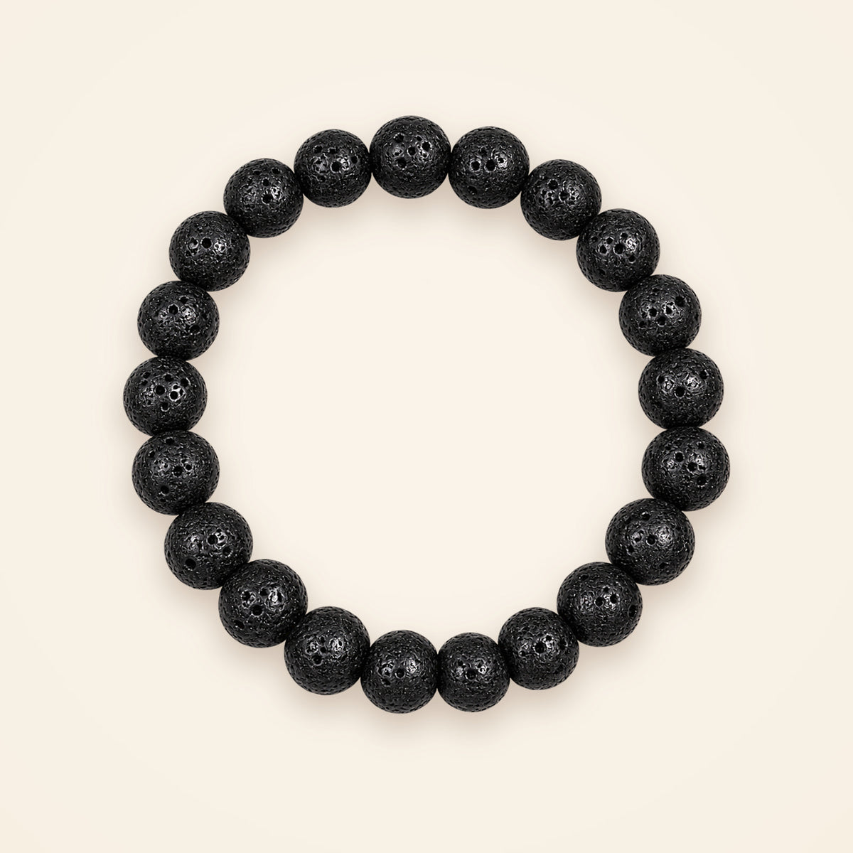 Lava Stone Bracelet, top view on an ivory background