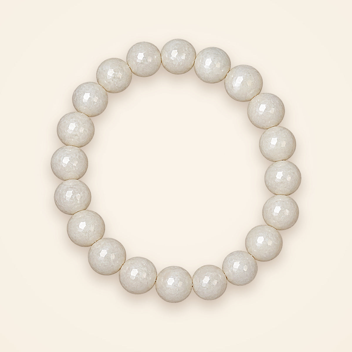 Moonstone Bracelet, top view on an ivory background