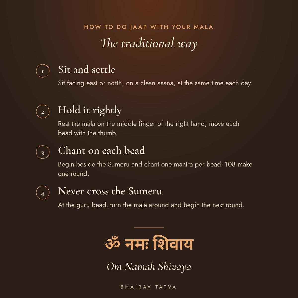 How to do jaap with a mala, the traditional way, with the mantra Om Namah Shivaya