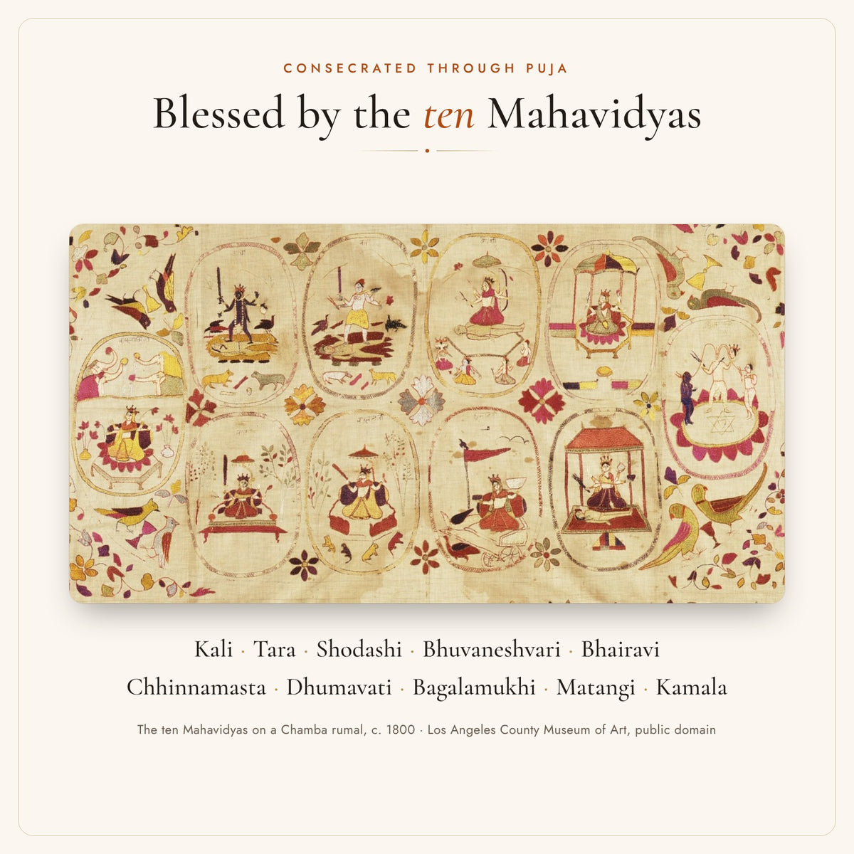 The ten Mahavidyas on a Chamba rumal, circa 1800