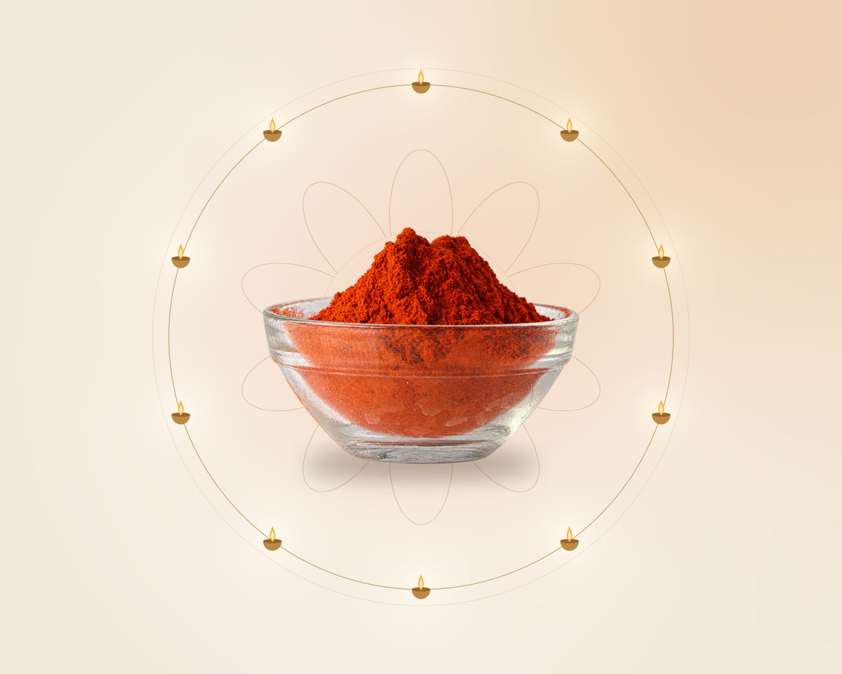 Mahavidya Siddh Tilak in a glass bowl, ringed by ten lit diyas