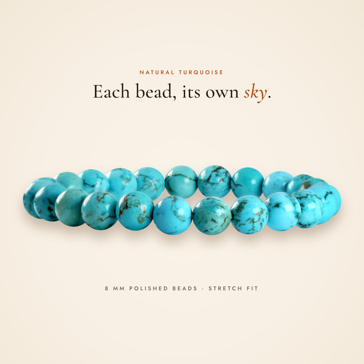 Side view of the Turquoise (Firoza) Bracelet showing the beads